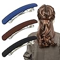 ATODEN Hair Claw Clips for Women - 3Pcs Matte Barrettes for Thin Fine Hair, 3.54" Flat Pins, French Clips for Short Medium Hair, Hair Accessories