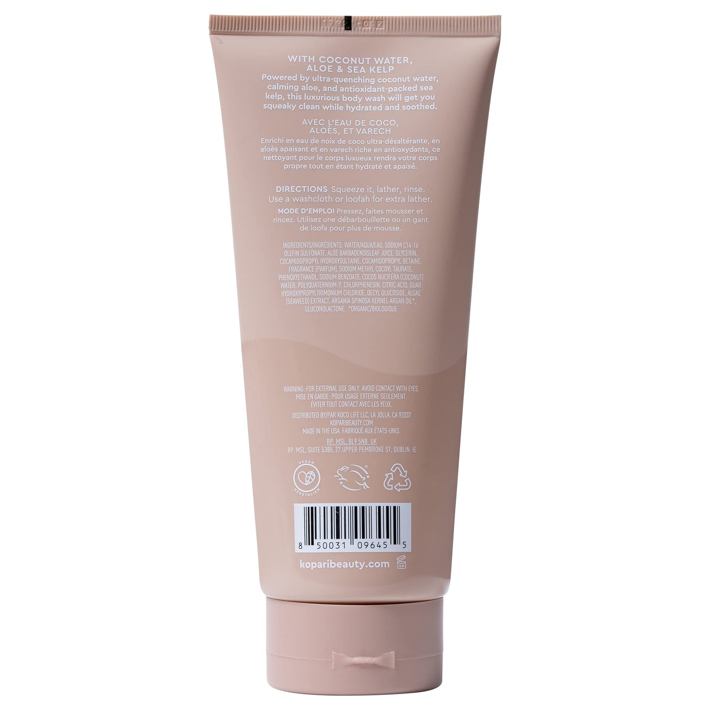 Tahitian Vanilla Hydrating Body Wash with Coconut Water, Aloe & Sea Kelp | Cleanses Without Stripping Moisture or Natural Oils | Infused with Notes