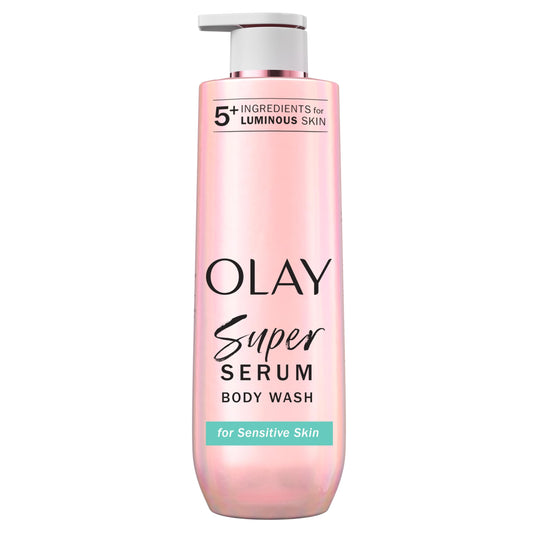 Olay Super Serum Body Wash for Sensitive Skin, 24hr Long Lasting Hydration, 5+ Ingredient Complex for Bright Even Firm Luminous Skin, 20 fl oz