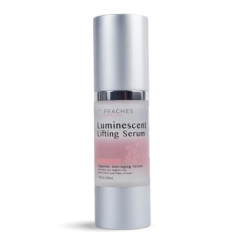 Peaches Skin Care Luminescent Lifting Serum - Hyaluronic Acid Formula with Peptides, Vitamin C and CoQ10 - Face Tightening and Lifting for Firmer Beauty & Personal Care Peaches Skin Care