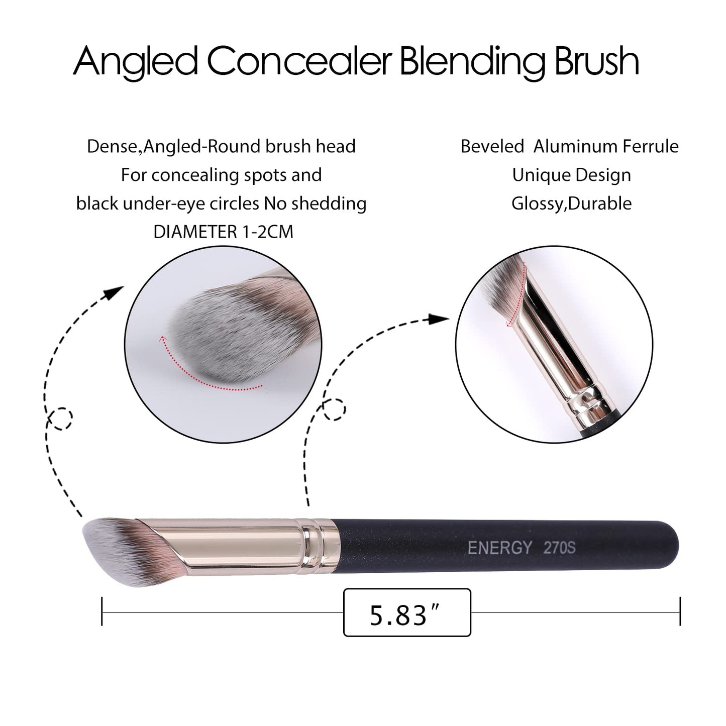 ENERGY Foundation Brushes Set - Angled Brush & Mini Concealer Brush Premium Synthetic Eye Makeup Bushes for Blending Liquid Foundation Cream Powder