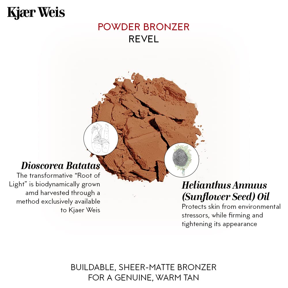 Kjaer Weis Bronzer Powder Makeup. Matte Warm Terracotta Contour Makeup for Natural-Looking Tan Face Makeup. Contour Powder with Certified-Organic