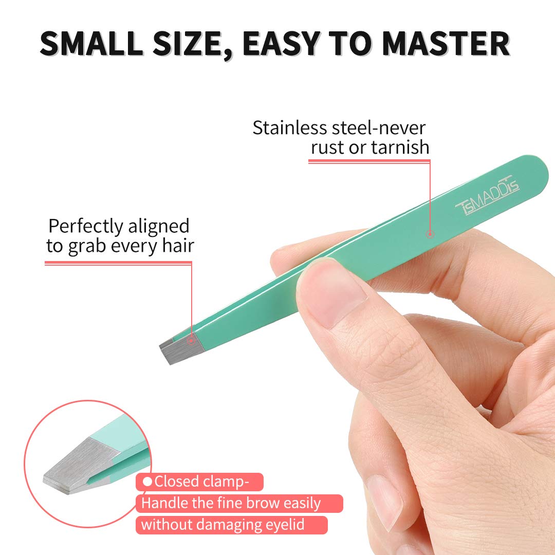 TsMADDTs 6 PCS Tweezers Set for Women, Eyebrow Tweezers with Curved Scissor for Ingrown Hair, Hair Plucking Daily Beauty Tools with Leather Travel