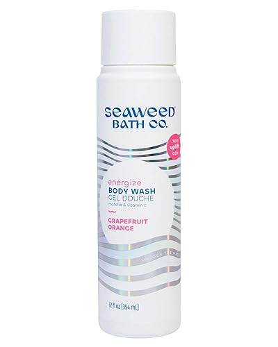 Seaweed Bath Co. Energize Body Wash, Grapefruit Orange Scent, 12 Ounce, Shower Gel for Men & Women, Vegan, Paraben Free, Sulfate Free, Cruelty Free