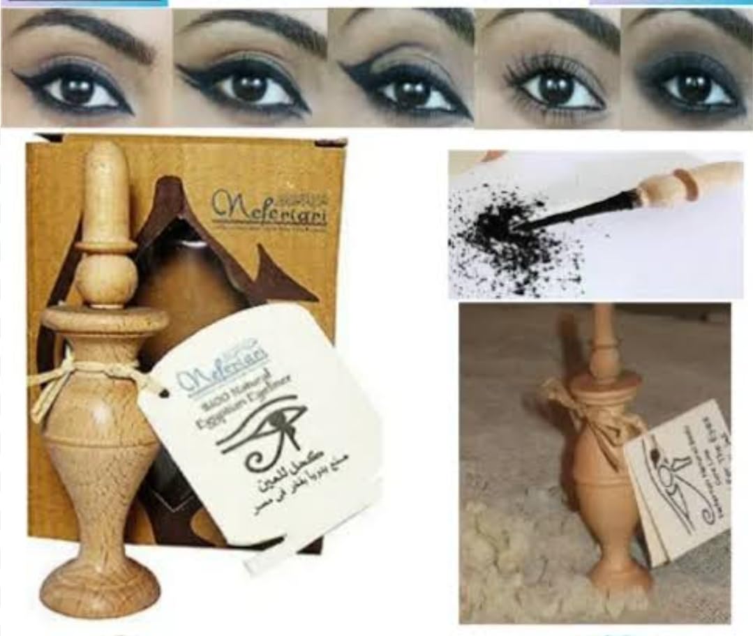Nefertari 100% Natural Egyptian Eyeliner in Powder Form, Handmade Eyeliner with Pharaoh packing