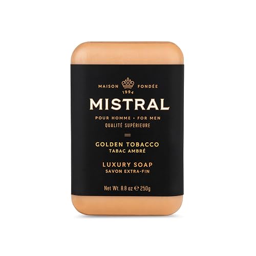 Mistral Golden Tobacco Luxury Bar Soap for Men | Men’s Natural Soap Bar | Paraben, Phthalates Free | Moisturizing & Triple-Milled Natural Soap for Men Beauty & Personal Care Mistral