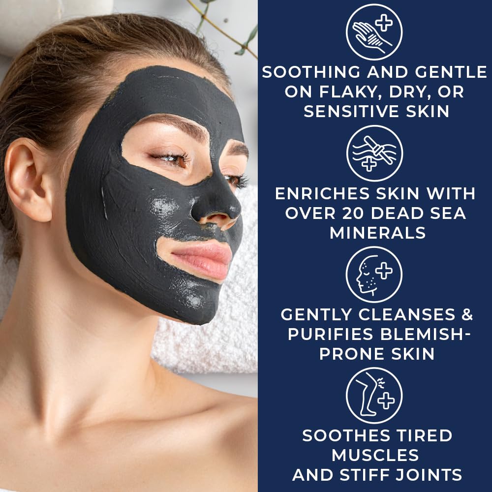 Natural Elephant Dead Sea Mud Mask - Deep Pore Cleansing for Face & Body - Acne, Blackheads, Oily Skin - 100% Natural Skin Care - Tightens Skin-
