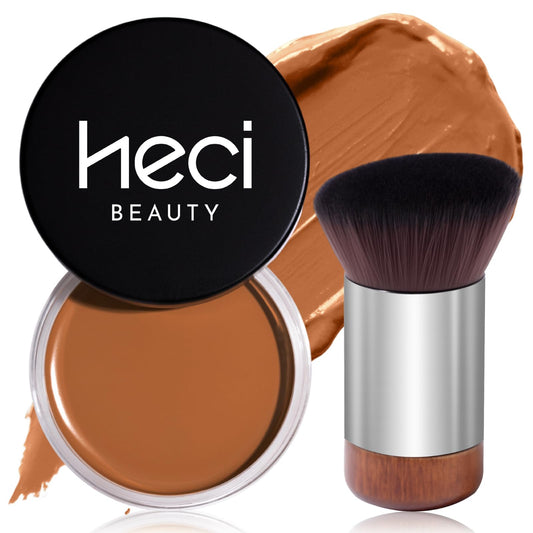 HECI BEAUTY Cream Bronzer with Brush, Creamy & Highly Pigmented Formula, Blendable Cream Contour Makeup with a Natural, Matte Finish - Buildable