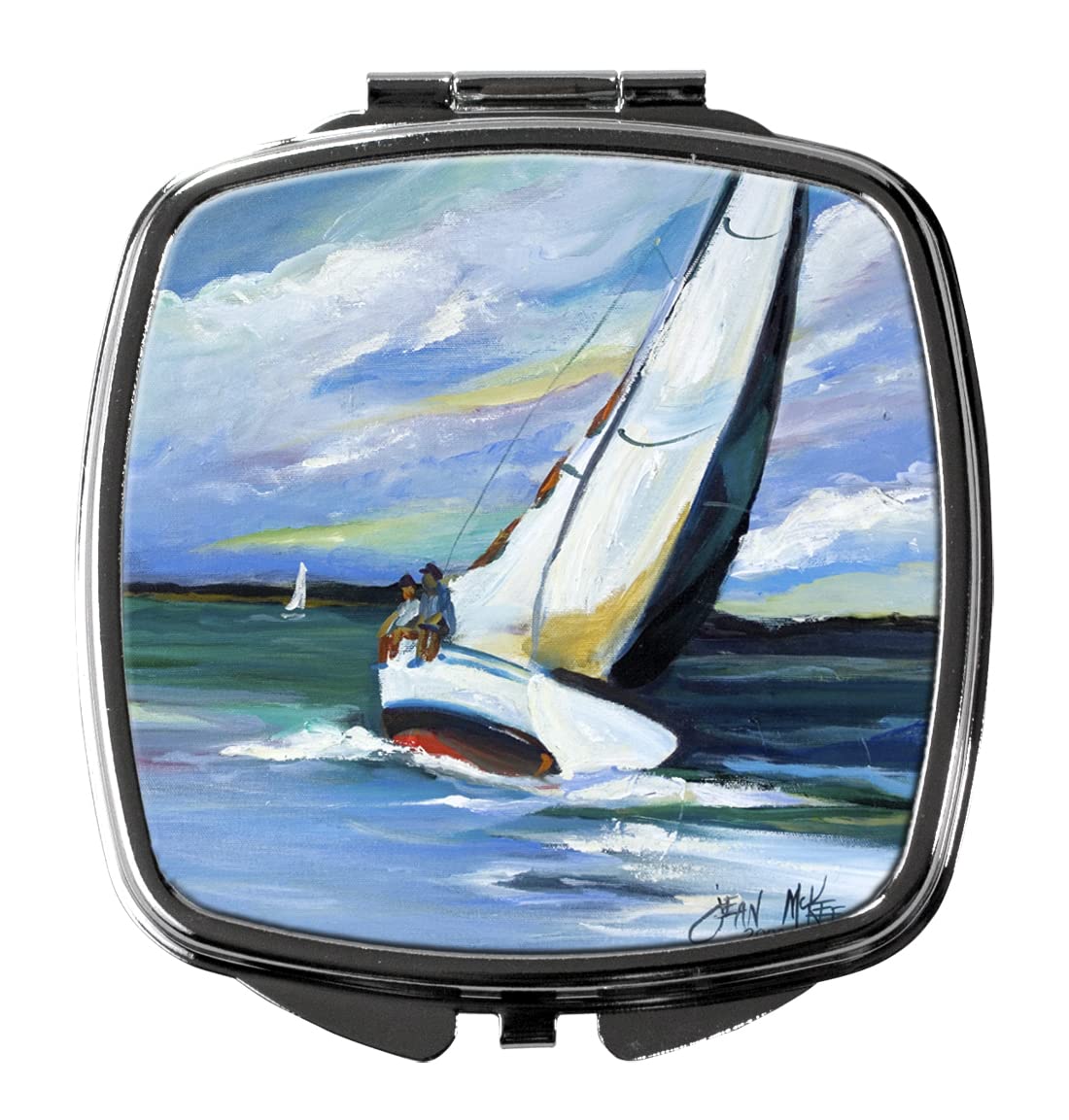 Caroline's Treasures JMK1232SCM Two and a Sailboat Compact Mirror Decorative Travel Makeup Mirror for Women Girls Gifts Pocket Makeup Mirror Folding