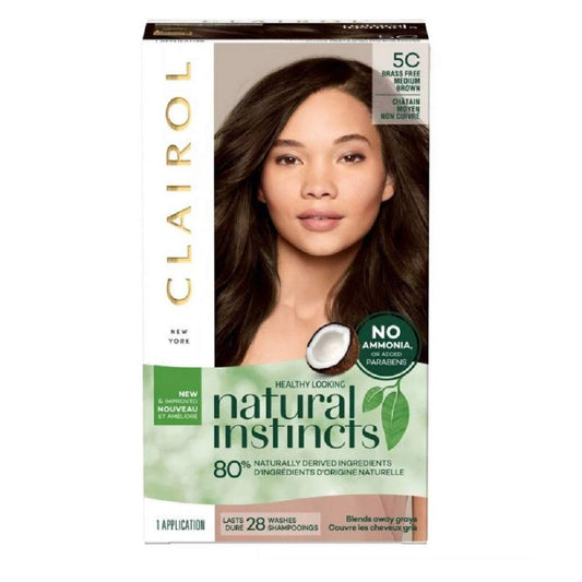 Clairol Natural Instincts, 5C, Brass Free, Med Brown