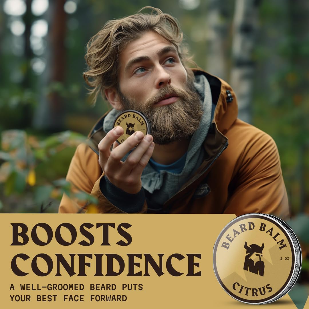 Striking Viking Beard Balm for Men - Leave in Beard Conditioner - Styling Balm Made with Naturally Derived Beard Butter, Argan & Jojoba Oils (2 Ounce