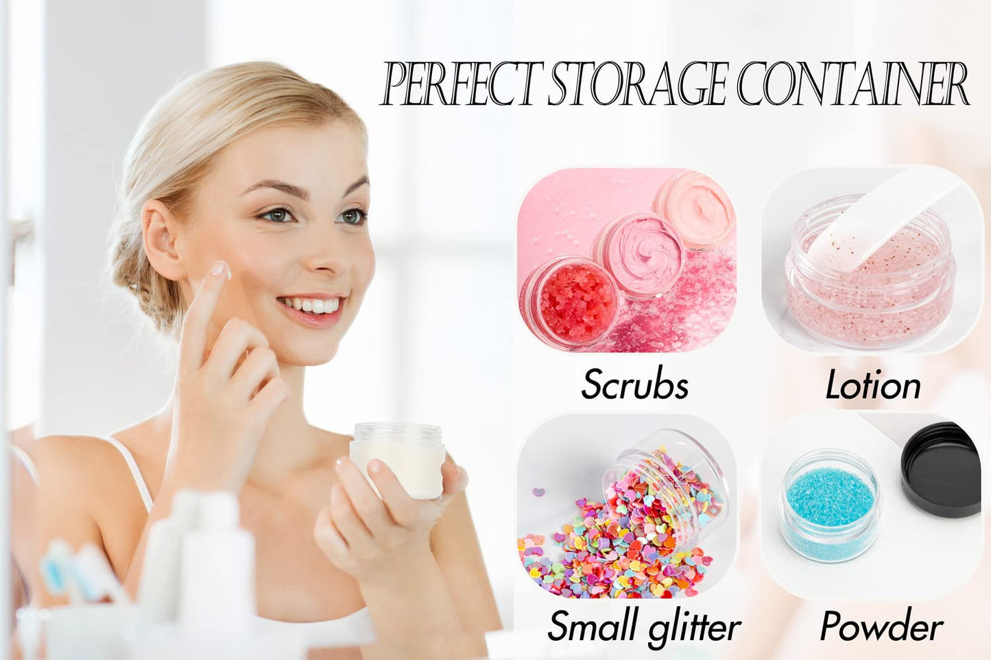 10pcs Small Travel Containers, Black Sample Jars with Screw Lids, 5 Size 3/5/10/15/20 Gram, 12pcs Labels and 2pcs Mini Disposable Spatula, Makeup Beauty and Personal Care ZEJIA