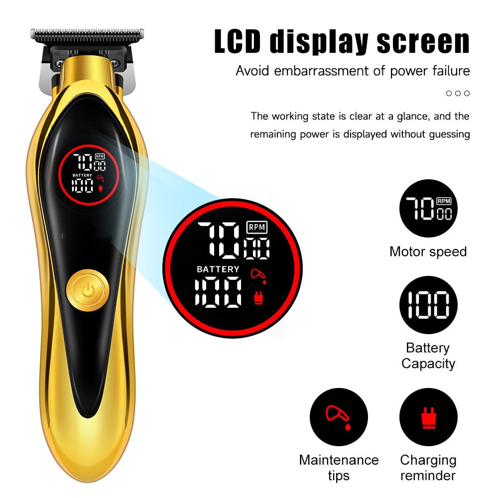 Professional Hair Clippers for Men, Cordless Hair/Beard Trimmers Kit with LED Display. Powerful Motor, Electric Haircut Grooming Ideal for House Beauty and Personal Care QDKVTNDJZ