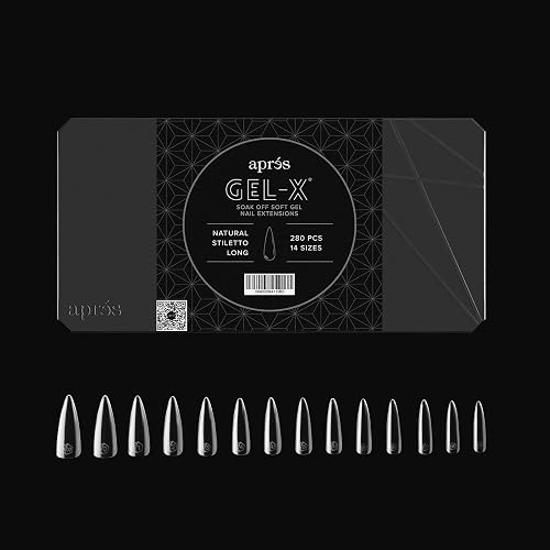 Apres Gel-X® Stiletto Box of Nail Tips | 280 Gel-X Tips, Soft Tips, 14 Sizes 00-9 | Half-sizes Included (Natural Stiletto Long, 280 Count) Beauty & Personal Care APRÉS