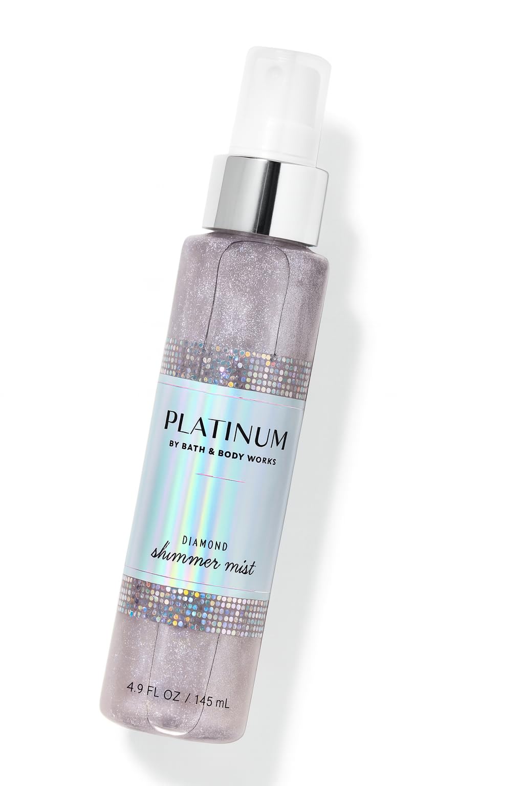 Bath & Body Works Platinum Diamond Shimmer Mist Fine Fragrance Spray 4.9 fl oz / 145 mL with Bergamot Silver Blooms and Patchouli Musk