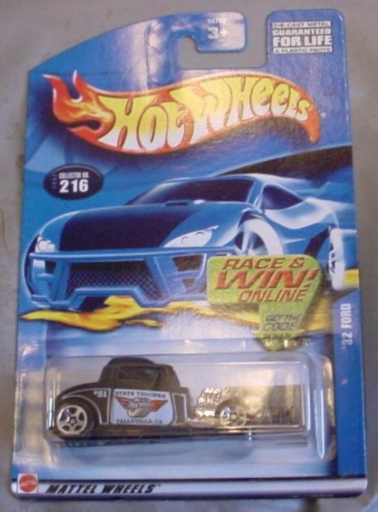Hot Wheels 2001 '32 Ford Police BLACK State Trooper #216