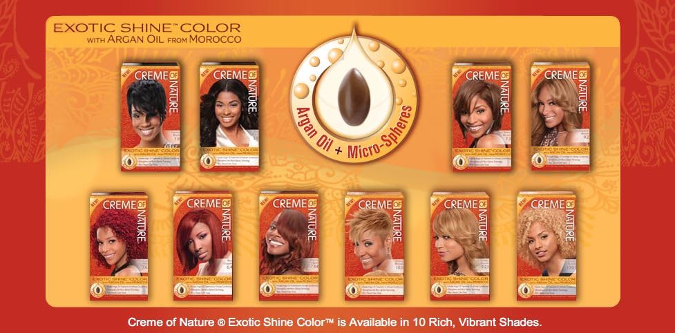 Exotic Shine Hair Color by Creme of Nature, 7.6 Intensive Red, with Argan Oil from Morocco, 1 Application