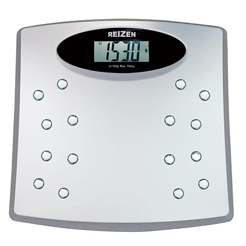 Reizen Talking Bathroom Scale - English/Spanish Voice, LCD Display, Red, Plastic, Up to 330 lbs