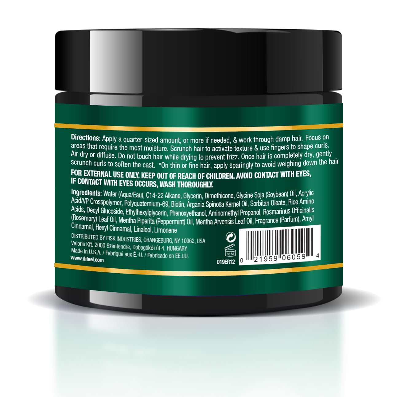 Difeel Rosemary & Mint Styling Soufflé 12 oz. - Nourishing Curl Defining Souffle for Wavy Hair, Curly Hair & Coils