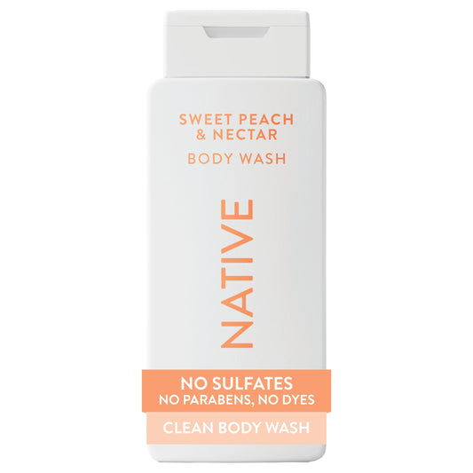 Native Sweet Peach & Nectar Scent 24-Hr Refreshing Clean Body Wash for Women & Men, for All Skin Types Incl. Sensitive, Leaves Skin Feeling Clean Beauty & Personal Care Native