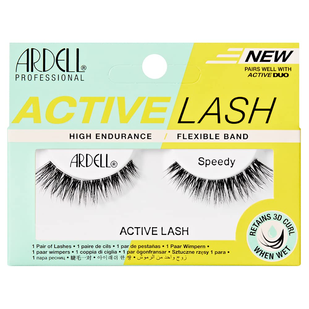 Ardell Active Lashes Speedy - Long-Lasting False Eyelashes, Sweat-Resistant, Natural Look Lashes for Active Wear