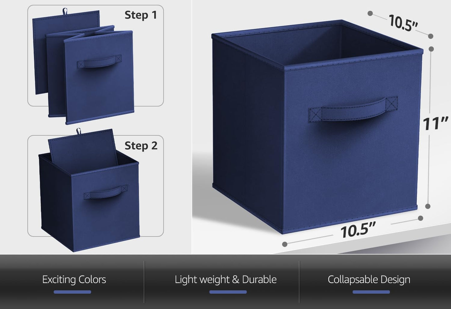 Sorbus Storage Cubes - 11" Foldable Storage Bins with Handle for Nursery, Playroom, Closet Organizers and Storage - 6 Fabric Shelf Basket for Toys…