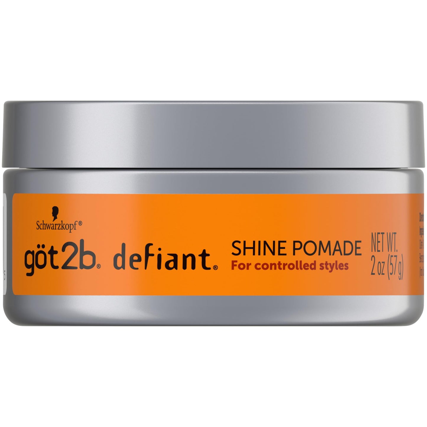 got2b Defiant Shine Pomade, 2 Fl Oz, High Shine Hair Styling Pomade for Men and Women, Creates Texture, Control & Light Hold, Tames Unruly Hair