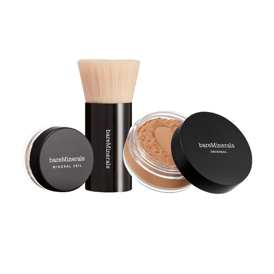 bareMinerals Original Get Started Kit 3-Piece Mineral Makeup Set, Medium Tan, Vegan, Cruelty-Free & Dermatologist-Tested