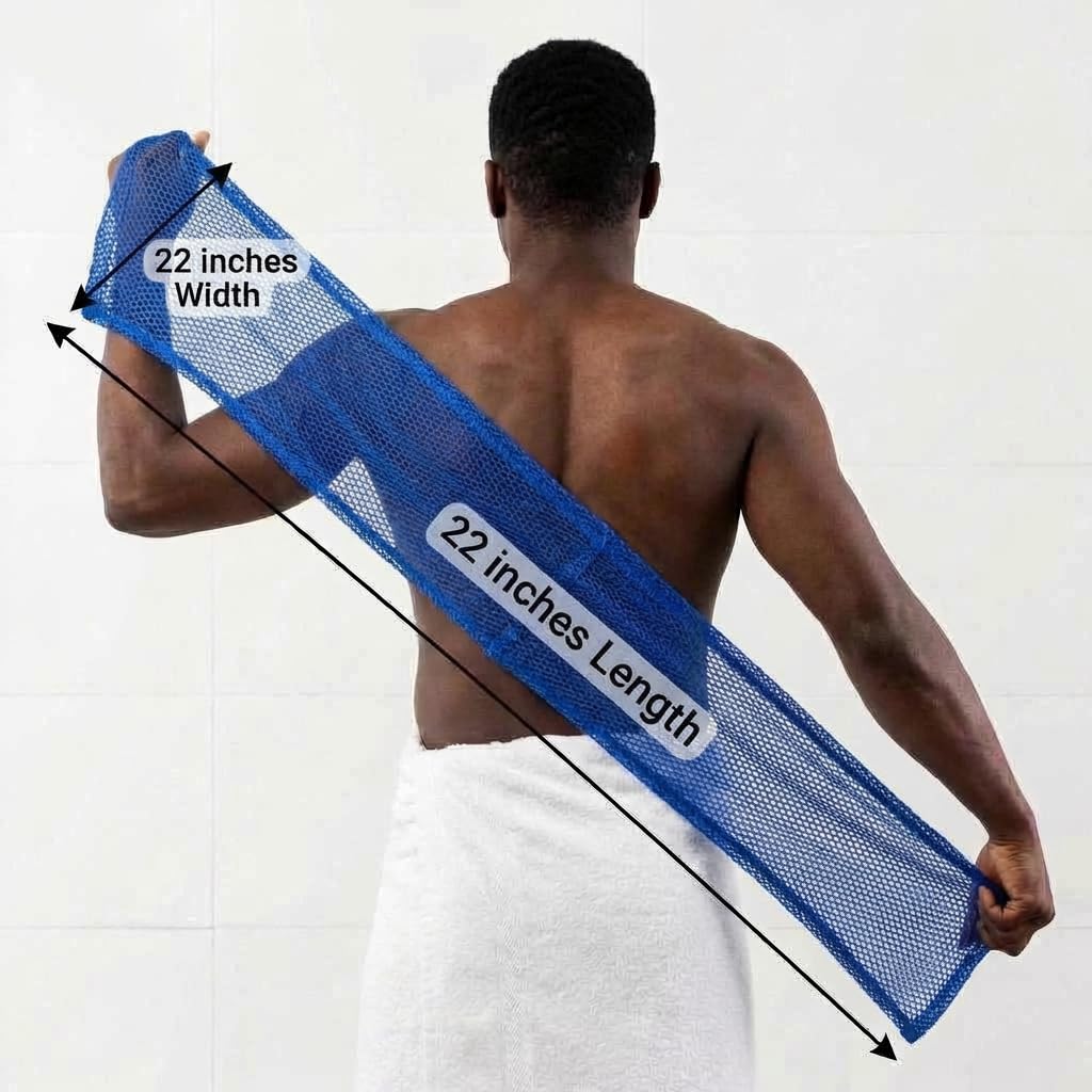 Body wash African exfoliating net Sponge with Knots, Real, Long, exfoliating net Sponge with 12 Colors for Sale Made for Both Men and Women as Beauty and Personal Care AFRICANA BEAUTY