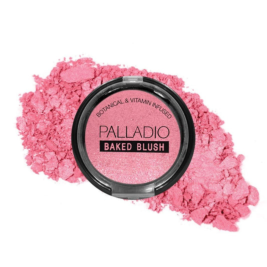 Palladio Baked Blush, Highly Pigmented and Shimmery Powder, Apply Dry for Natural Glow or Wet for Dramatic Radiance, Easy to Blend Makeup Blush, Apply