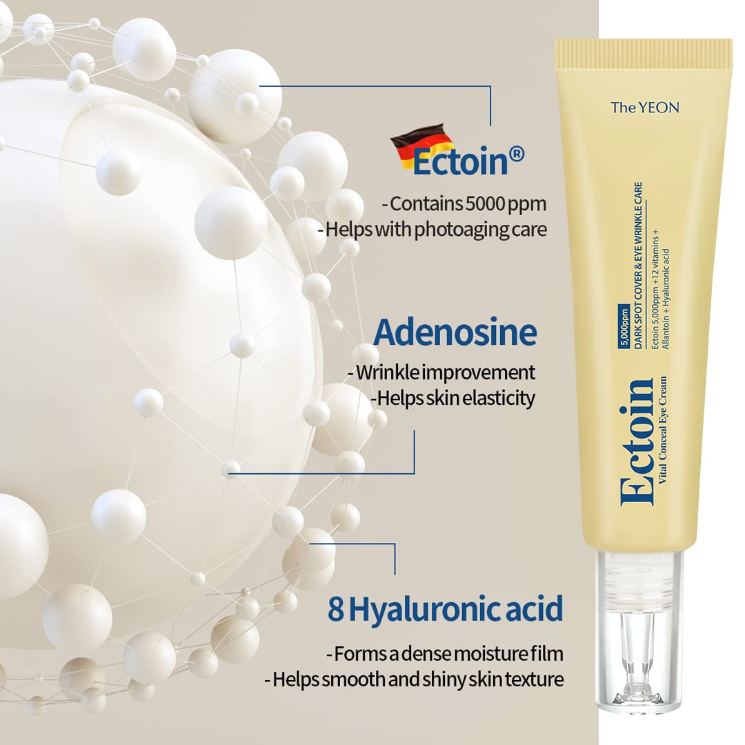 Korean skin care TheYEON Ectoin Vital Conceal Eye Cream for Dark Circle / 20ml 0.67 fl. oz/Concealer, Hydrates, Covers, Wrinkles and Puffiness, Anti