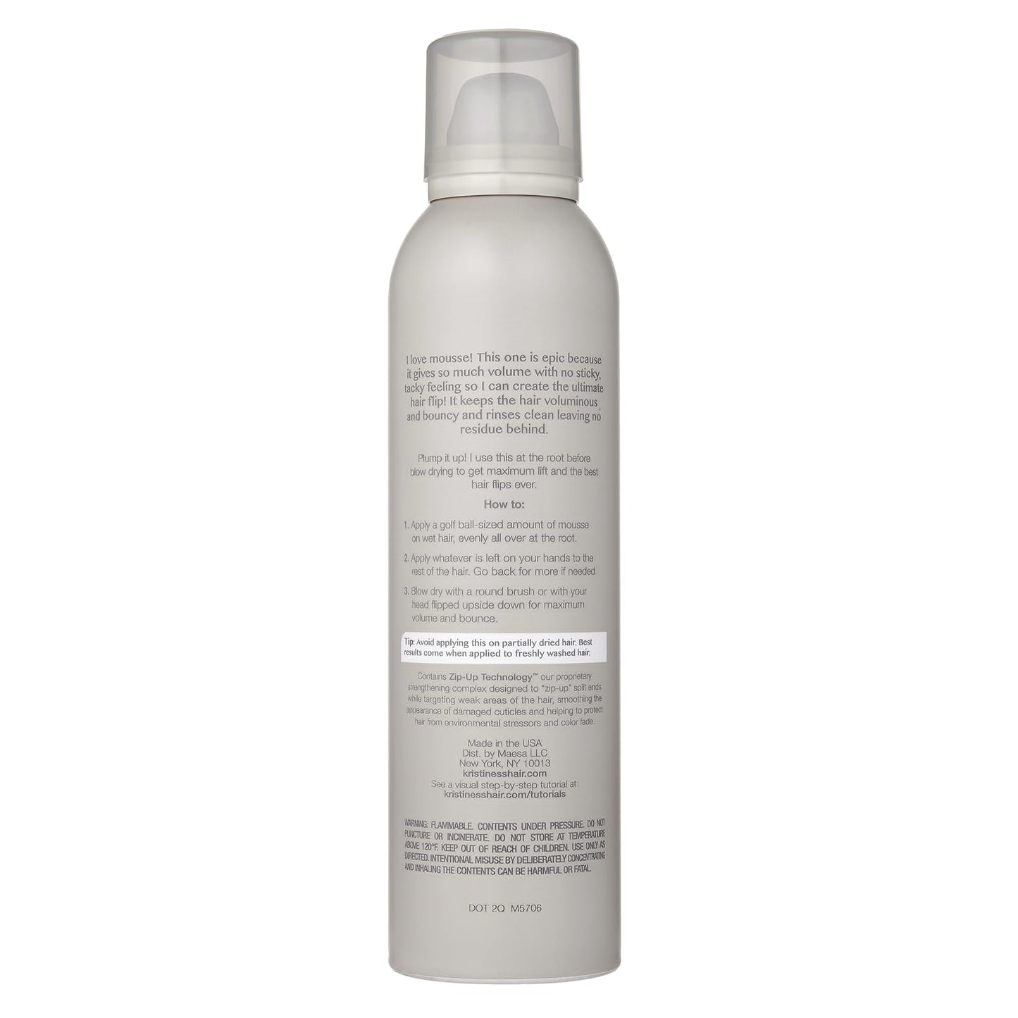 Kristin Ess Hair Instant Lift Volumizing Mousse with Castor Oil - Boosts Volume + Thickens, Body Building, Lasting Hold, Non Sticky, For Curly, Wavy +
