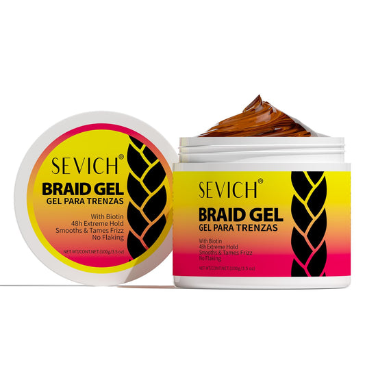 SEVICH Biotin Care Braid Gel - Extreme Hold Braid Wax, Shining Curly Hair Gel, Hair Damage Repair Formula High Shine Braiding Gel & Edge Control