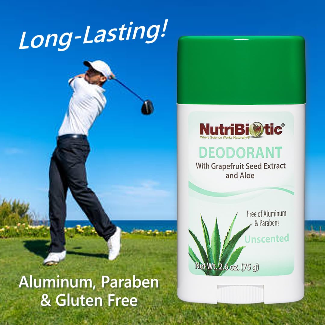 NutriBiotic Unscented Deodorant with GSE, 2.6 Ounce Stick | with Witch Hazel, Grapefruit Seed Extract & Aloe | Vegan & Free of Aluminum, Paraben