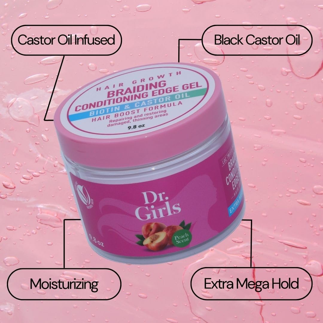 Dr Girls Super Grow Loc & Twists Braiding Conditioning Gel/9.8oz/ Extra Mega Hold (Peach)