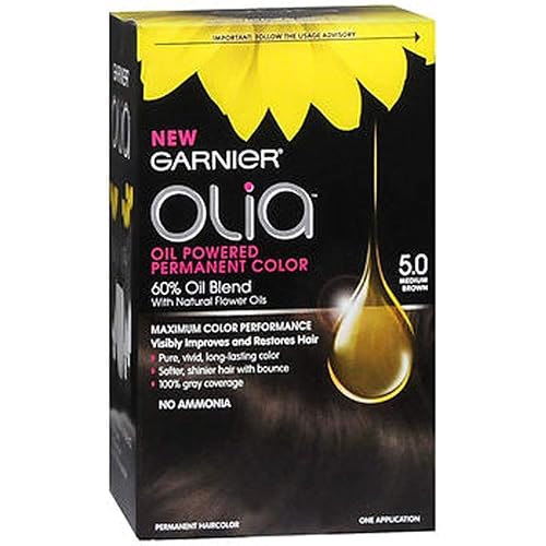Garnier Olia Oil Powered Permanent Color, Medium Brown [5.0] 1 ea (Pack of 3)