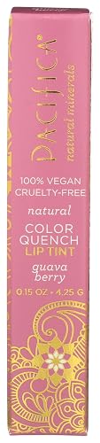 Pacifica Tinted Lip Balm - Color Quench Hydrating Flavored Pink Lip Balm - Guava Berry Flavor - Clear -w/Coconut Oil & Cocoa Butter Natural Clean