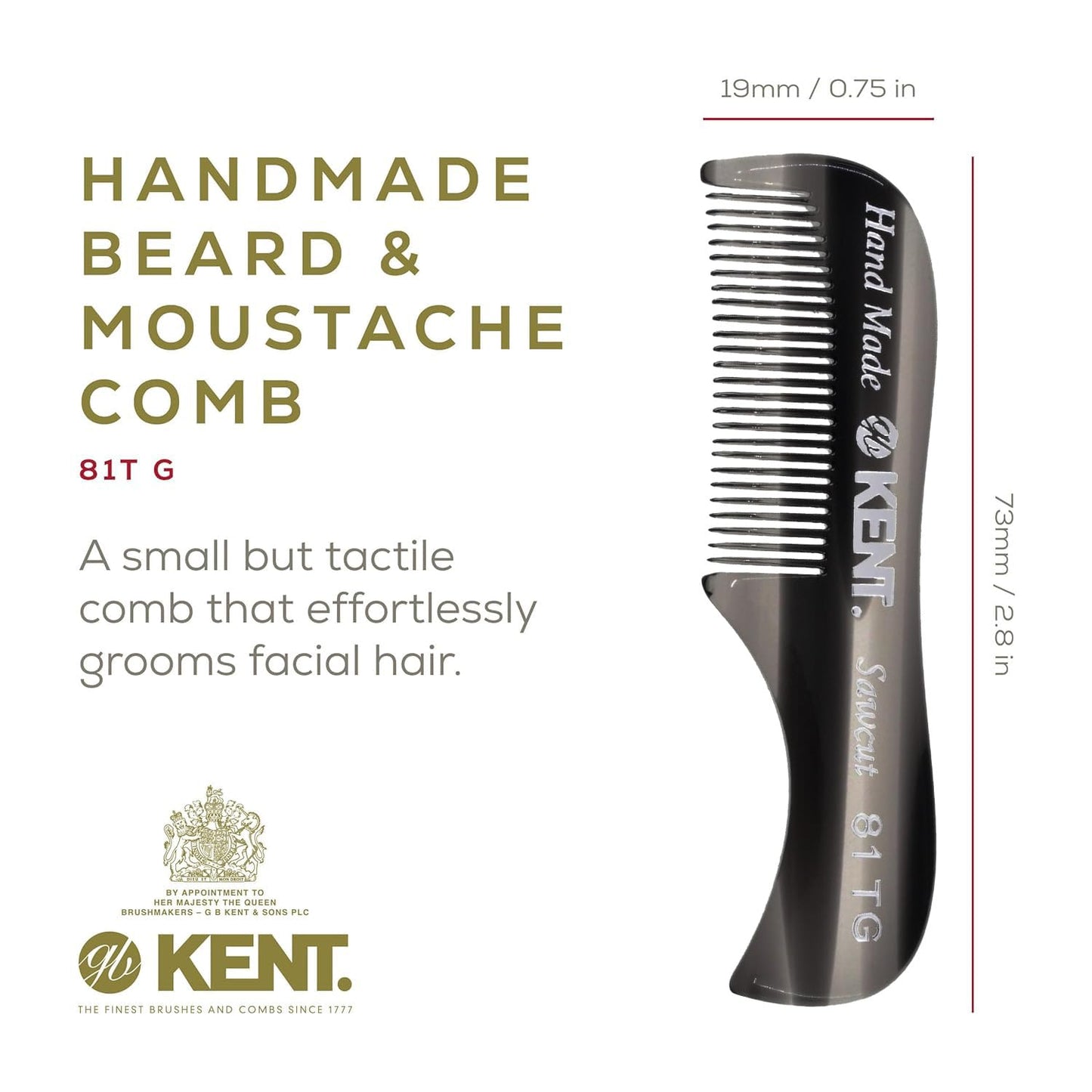 Kent 20T Handmade Fine Tooth Folding Comb + 81T Hand Made Pocket Comb for Beard and Mustache - Beard Growth/Fine Tooth Combs - Beard Straightener Beauty and Personal Care KENT