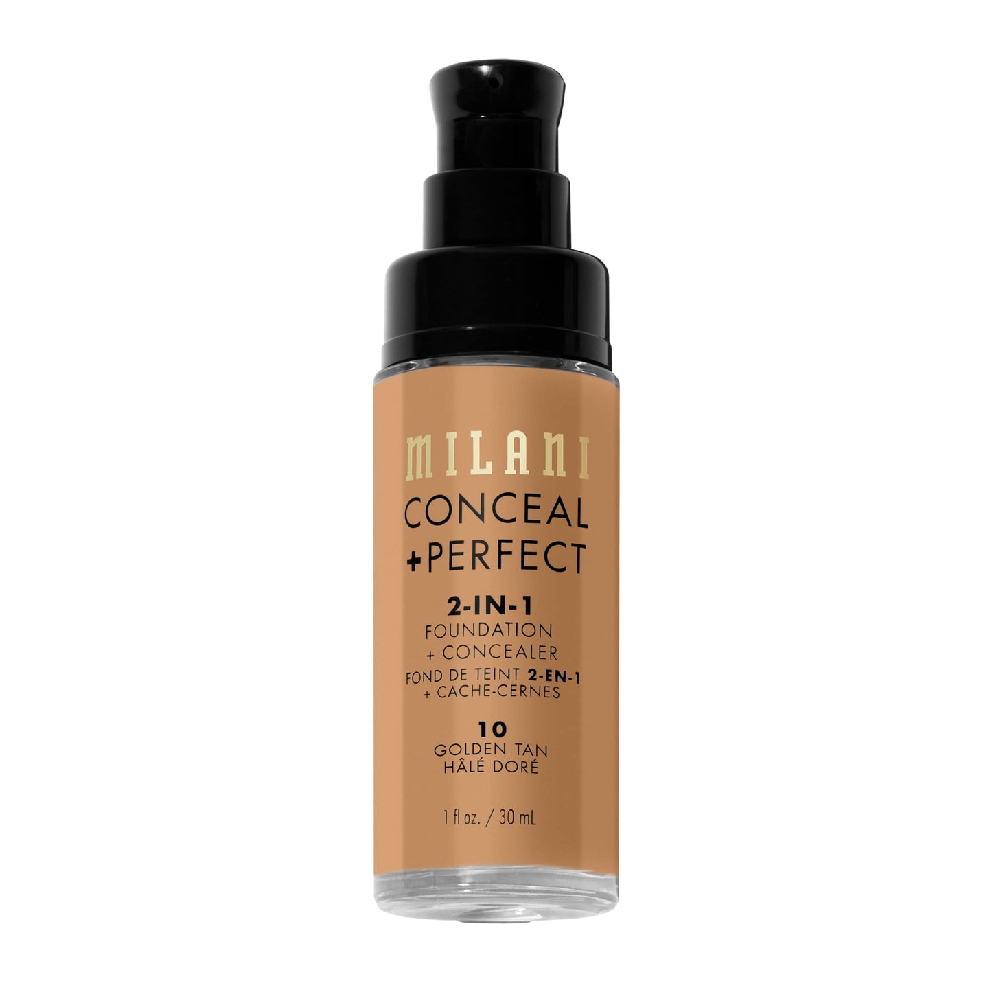 Milani Conceal + Perfect 2-in-1 Foundation & Concealer – Golden Tan, Full Coverage, Hides Redness & Imperfections, Waterproof & Sweatproof