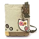 CHALA Handbag Patch Crossbody Canvas with Bird Key fob (Sand Owl)