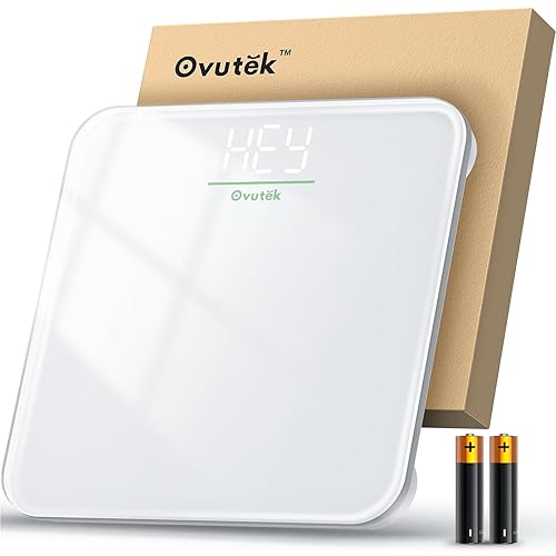 Ovutek Bathroom Scale for Body Weight, Highly Accurate Digital Weighing Machine for People, Upgraded Batteries Included, Compact Size, LED Display…