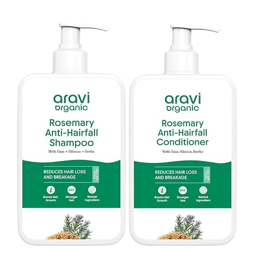 Aravi Organic Rosemary Anti Hairfall & Hair Growth Shampoo & Conditioner Combo | Sulphate Free Shampoo For Men & Women | For Dry & Frizzy Hair |