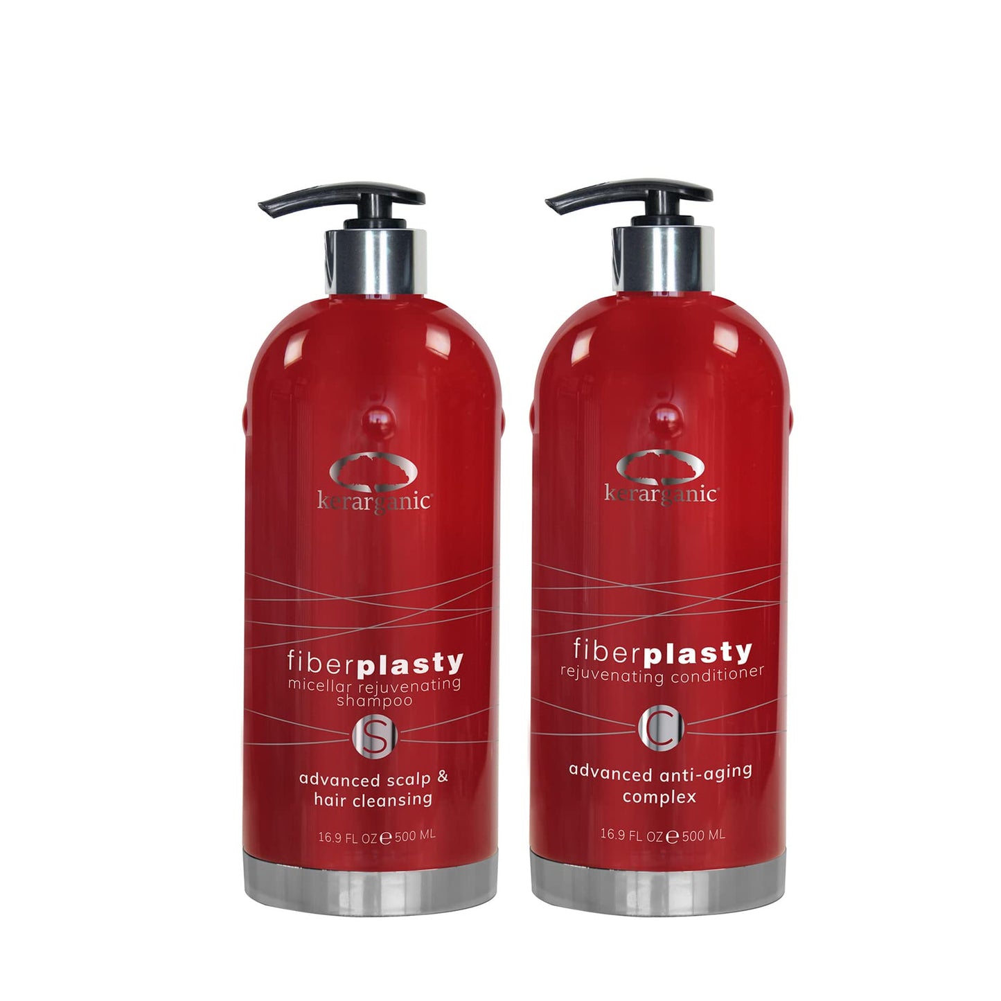 Kerarganic Fiberplasty Micellar Rejuvenating Shampoo + Fiberplasty Rejuvenating Conditioner Set (500ml/16.9oz): Advanced hair anti-aging complex.
