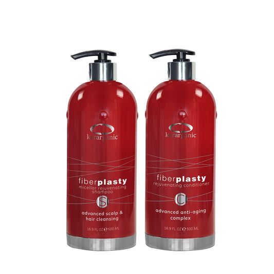 Kerarganic Fiberplasty Micellar Rejuvenating Shampoo + Fiberplasty Rejuvenating Conditioner Set (500ml/16.9oz): Advanced hair anti-aging complex.