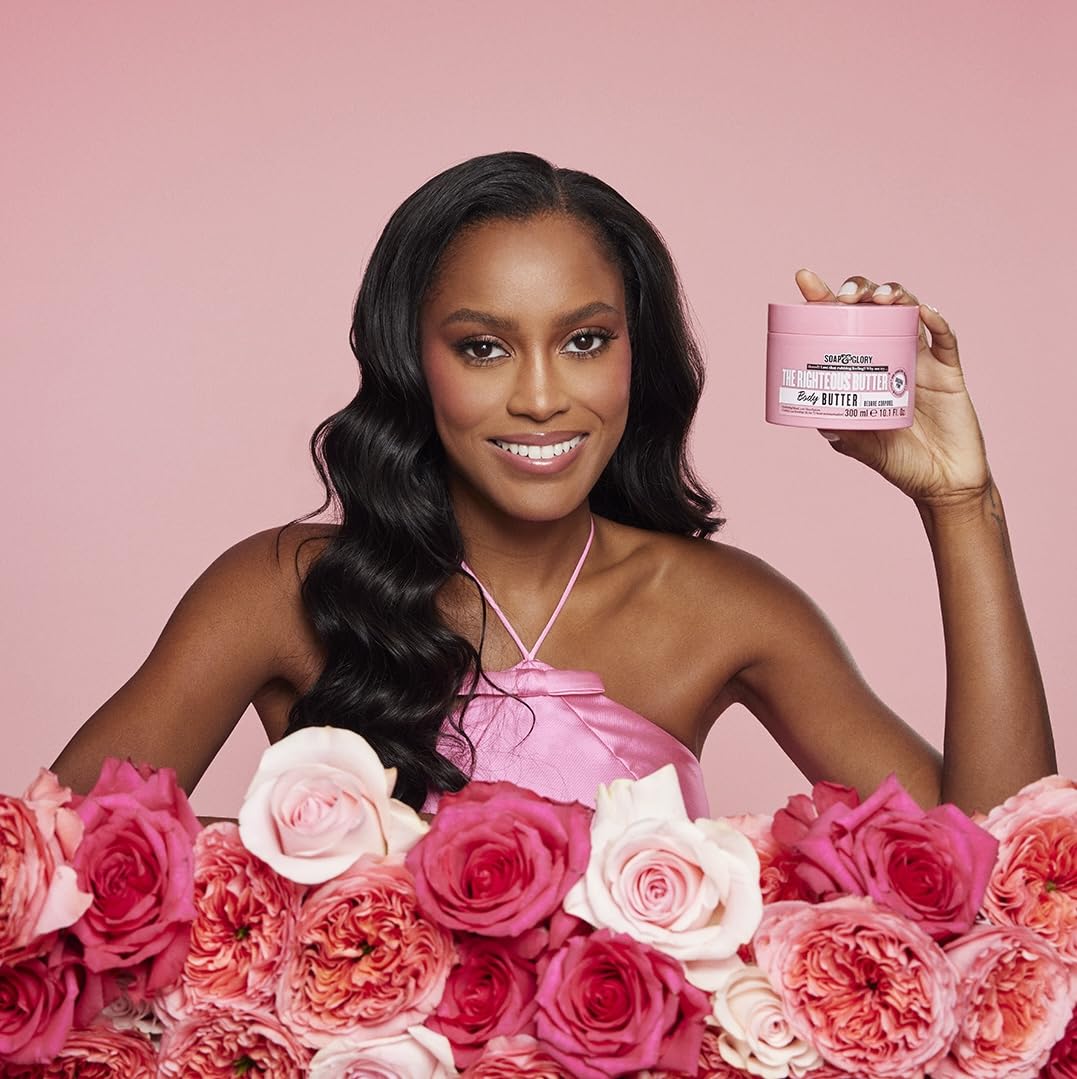 Soap & Glory The Righteous Body Butter - Hydrating Body Moisturizer for Dry Skin with Shea Butter, Vitamin E & Aloe Vera - Rich Lotion for Women