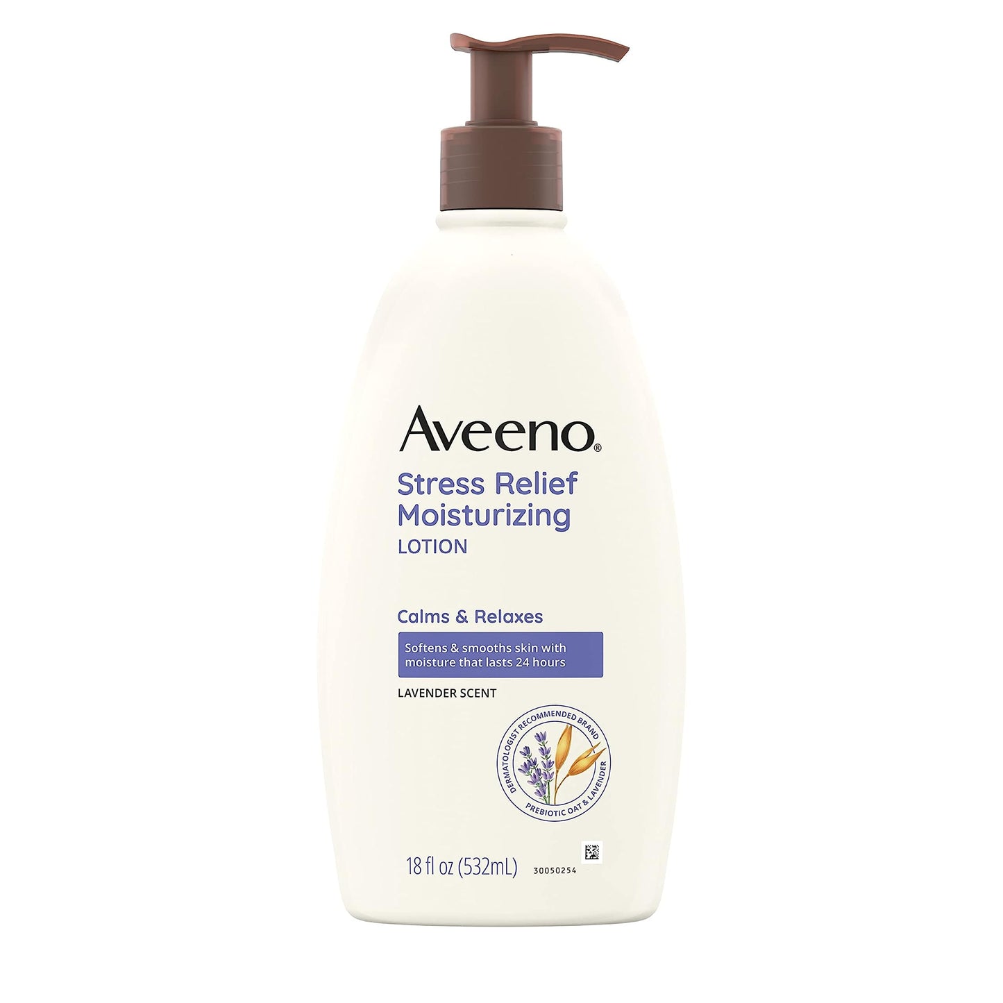 Aveeno Stress Relief Moisturizing Body Lotion with Lavender Scent, Natural Oatmeal to Calm & Relax, Non-Greasy Daily Stress Relief Lotion, 18 fl. oz