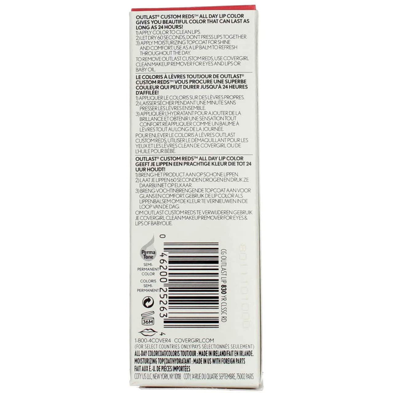 COVERGIRL Outlast All-Day Custom Reds Lip Color, Your Classic Red (Pack of 4)4