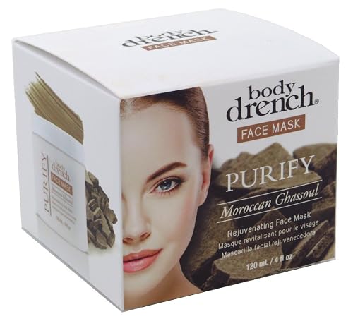 Body Drench Face Mask Purify Moroccan Ghassoul 4 Ounce Jar (120ml) (2 Pack)