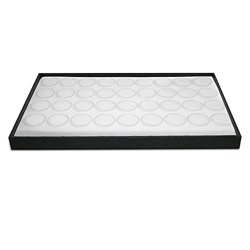 Novel Box Jewelry Display Tray Black Wood 8.25 x 14.75 x 1 Large Jewelry Tray with 36 Gem Jars Insert | Rectangular Display Trays for Collectibles…