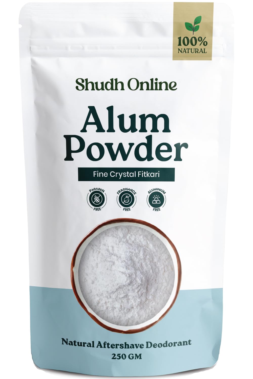 Shudh Online Alum Powder for Skin, Piedra de Alumbre en Polvo (8.8 oz - 250g), Fitkari Alum Stone for Face, Granulado Alumbre para Lavado Intimo Beauty and Personal Care Shudh Online